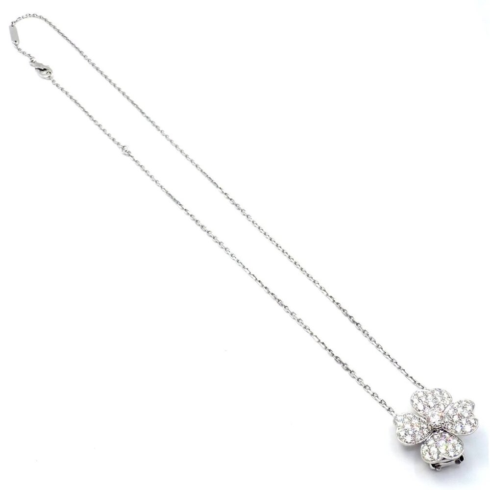 Van Cleef & Arpels Cosmos 18k White Gold Diamond Medium Brooch Pendant Necklace - Picture 10 of 14
